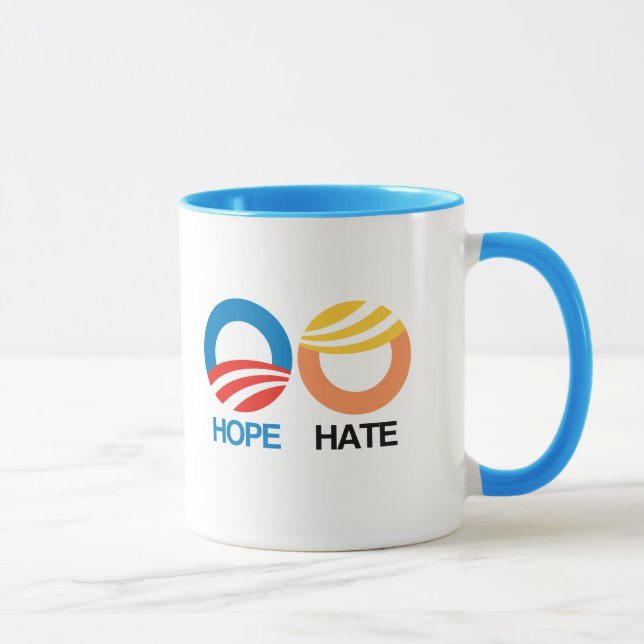 HOPE (Obama) gegen HATE (Trump) Tasse (Rechts)