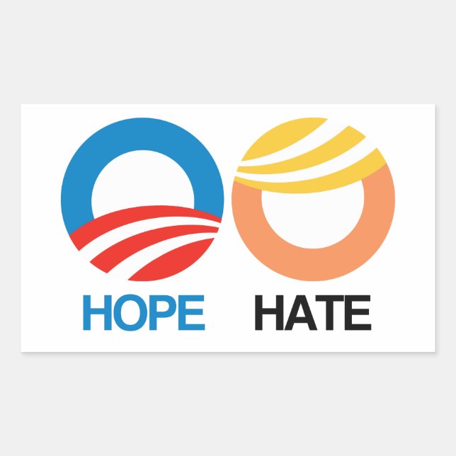 HOPE (Obama) HATE (Trump) Rechteckiger Aufkleber (Vorderseite)