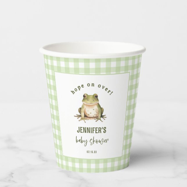 Hope On Over Frog Baby Dusche Pappbecher (Vorderseite)