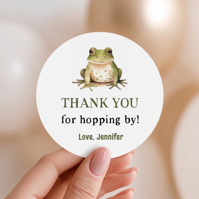 Hope On Over Frog Baby Dusche Runder Aufkleber (Von Creator hochgeladen)