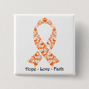Hope Orange Awareness Ribbon Button