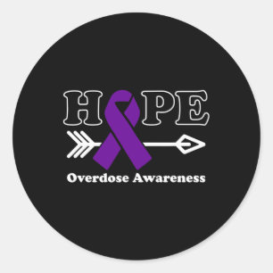 Hope - Overdose Awareness Purple Ribbon Runder Aufkleber