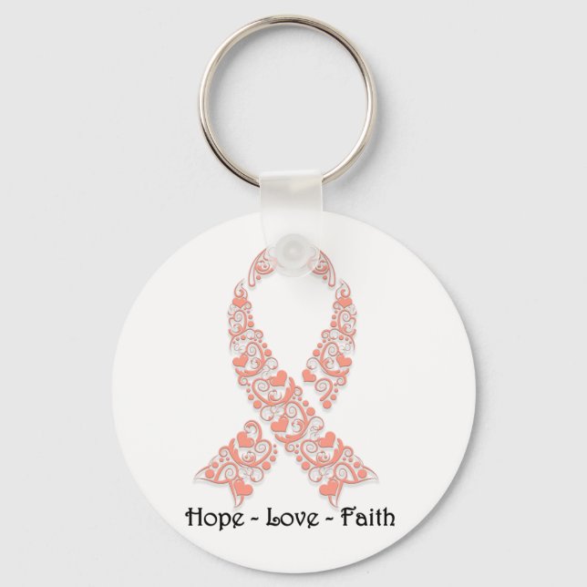 Hope Peach Awareness Ribbon Schlüsselanhänger (Vorderseite)