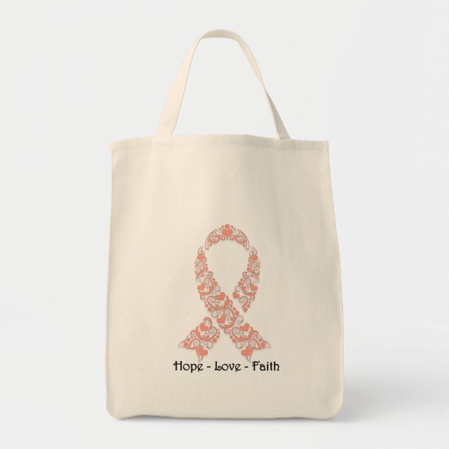 Hope Peach Awareness Ribbon Tragetasche (Vorne)