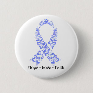 Hope Periwinkle Awareness Ribbon Button