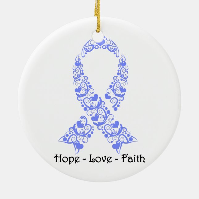 Hope Periwinkle Awareness Ribbon Keramik Ornament (Hinten)