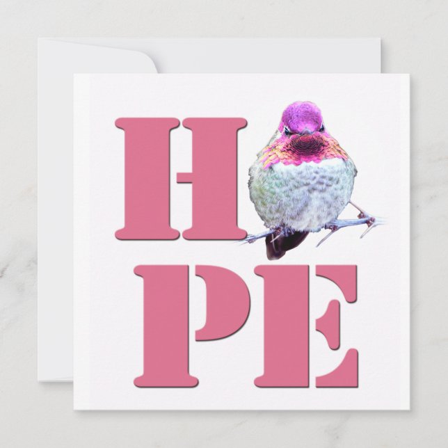 HOPE Pink Anna Hummingbird Foto Square Card Dankeskarte (Vorderseite)