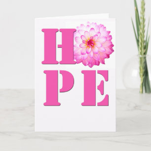 HOPE Pink Dahlia Blume Foto Grußkarte Dankeskarte
