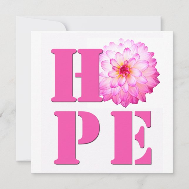HOPE Pink Dahlia Blume Foto Square Card Dankeskarte (Vorderseite)