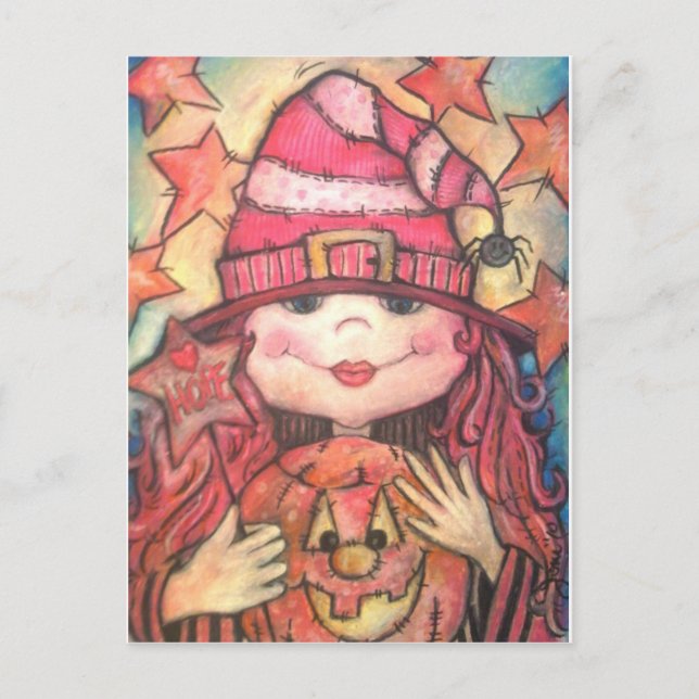 Hope Pink Halloween Hexe Postkarte (Vorderseite)