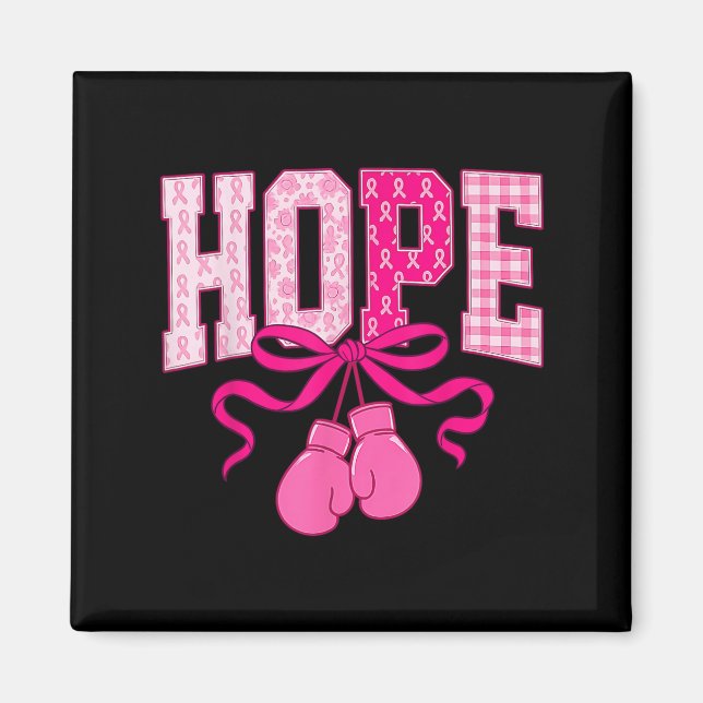 Hope Pink Ribbon Boxing Gloves Pink Brustkrebs Magnet (Vorne)