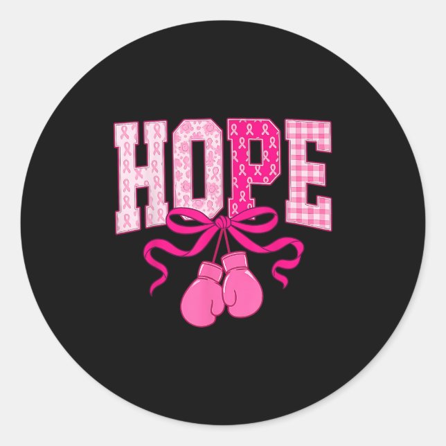 Hope Pink Ribbon Boxing Gloves Pink Brustkrebs Runder Aufkleber (Vorderseite)