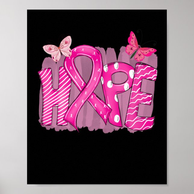 Hope Pink Ribbon Brustkrebs Bewusstsein (4) Poster (Vorne)