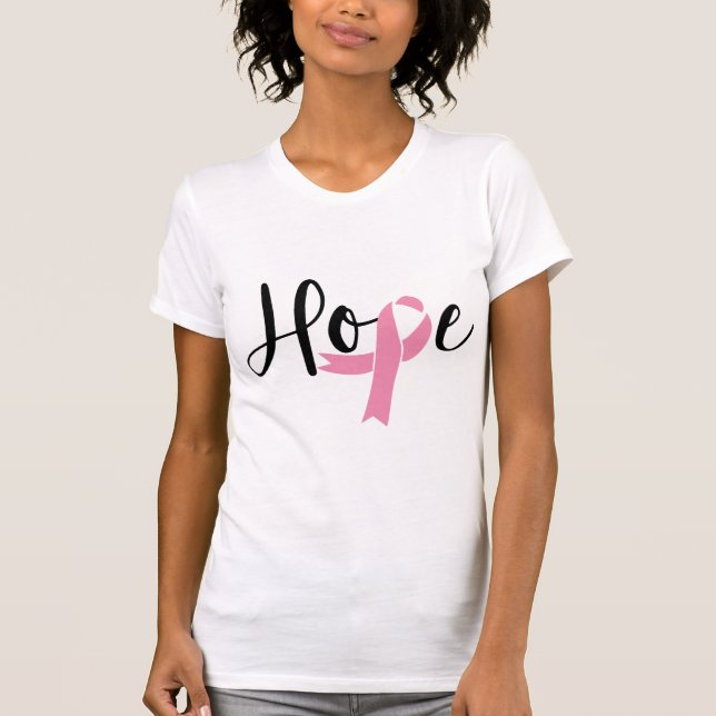 Hope Pink Ribbon Brustkrebs Bewusstsein T - Shirt (Vorderseite)