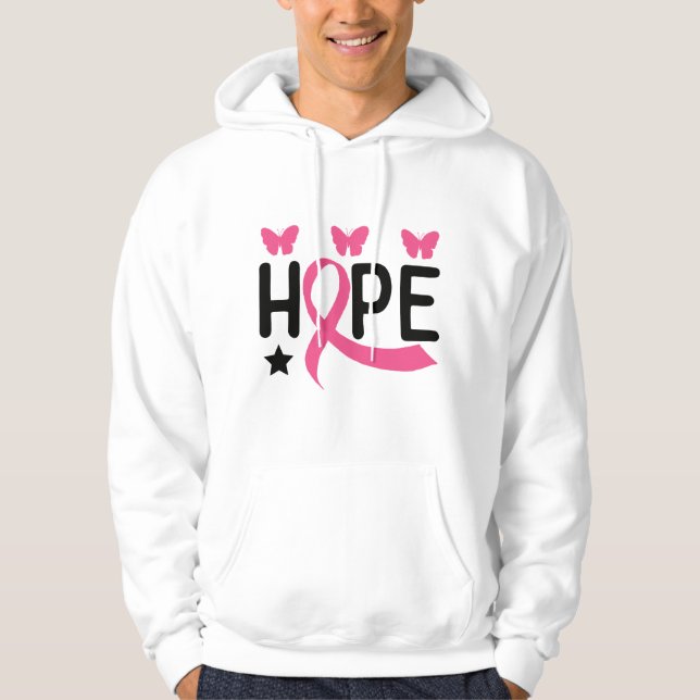 Hope Pink Ribbon Kämpfer Überlebende Brustkrebs H Hoodie (Vorderseite)