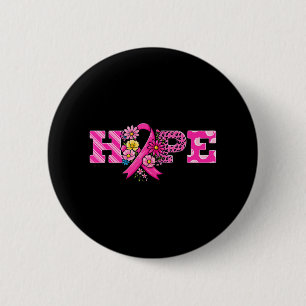 Hope Pink Ribbon Leopard Brustkrebs Bewusstsein W Button