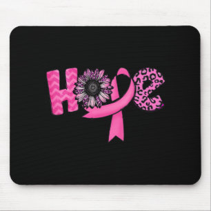 Hope Pink Ribbon Leopard Sonnenblumen Brustkrebs A Mousepad