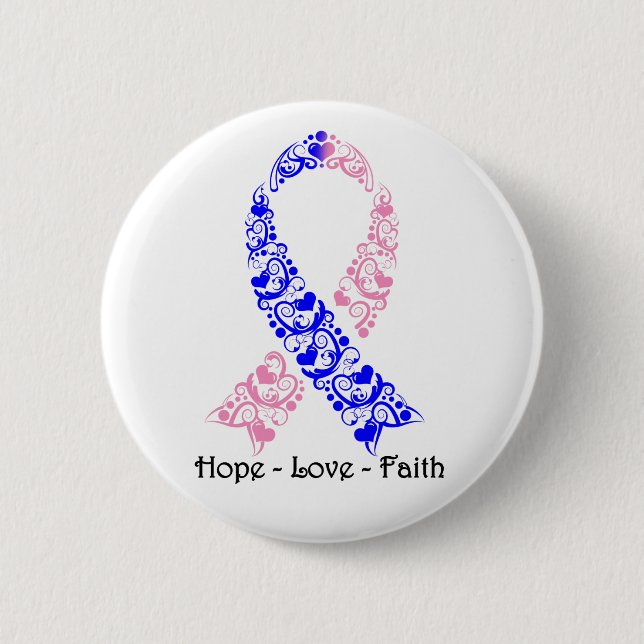Hope Pink und Blue Awareness Ribbon Button (Vorderseite)