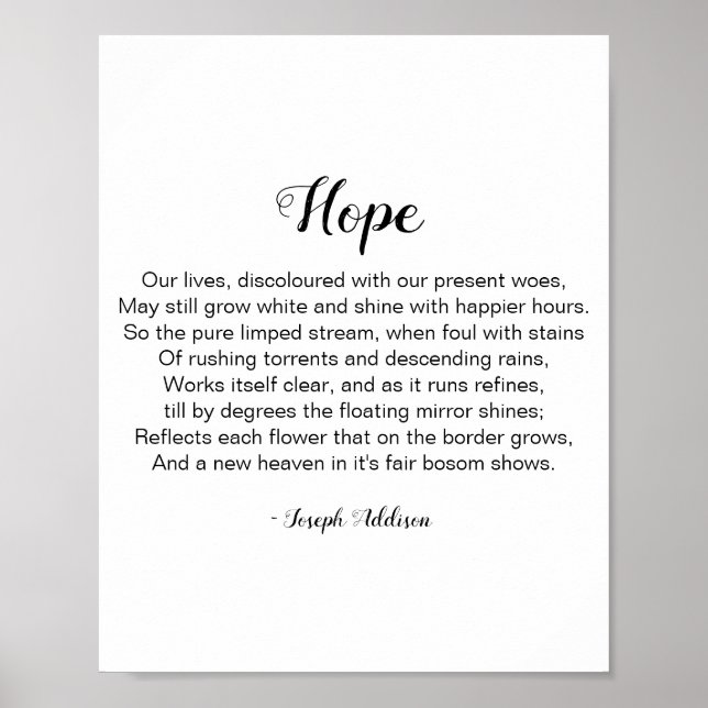 Hope Poem von Joseph Addison Poster (Vorne)