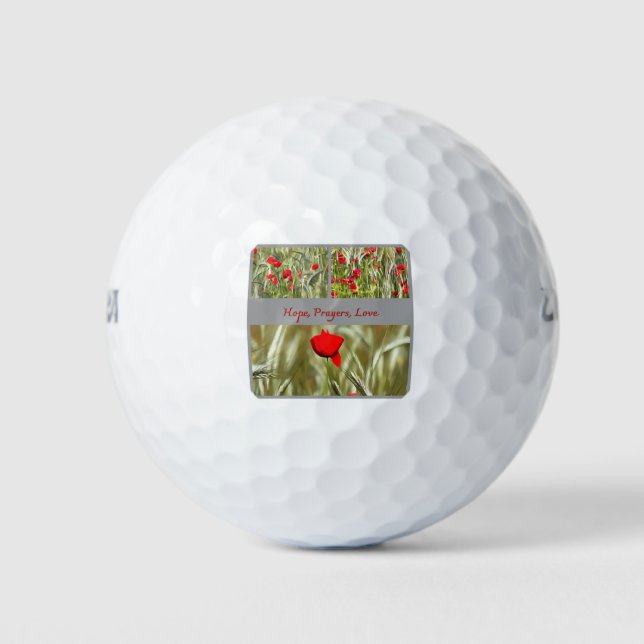Hope Prayers Liebe Bereavement Card mit Mohn Golfball (Vorderseite)