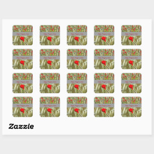 Hope Prayers Liebe Bereavement Card mit Mohn Quadratischer Aufkleber