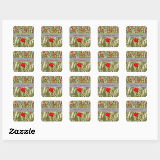 Hope Prayers Liebe Bereavement Card mit Mohn Quadratischer Aufkleber