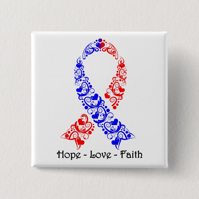 Hope Red and Blue Awareness Ribbon Button (Vorderseite)