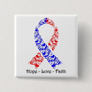 Hope Red and Blue Awareness Ribbon Button