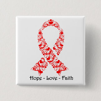 Hope Red Awareness Ribbon Button
