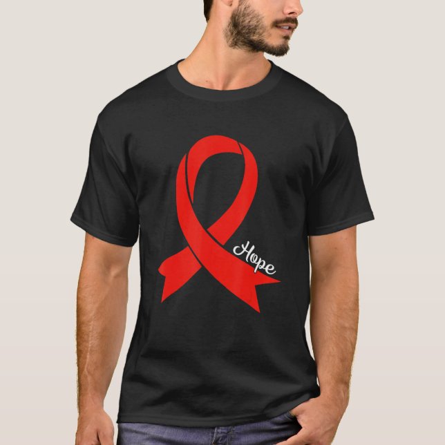 Hope Red Ribbon Aids Awareness Week Hiv Awareness T-Shirt (Vorderseite)