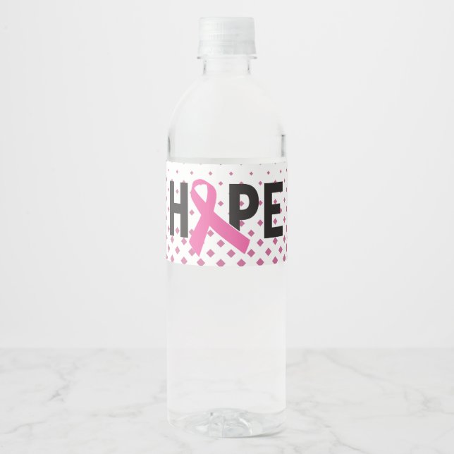 Hope Ribbon - Cancer Awareness Water Wasserflaschenetikett (Vorderseite)