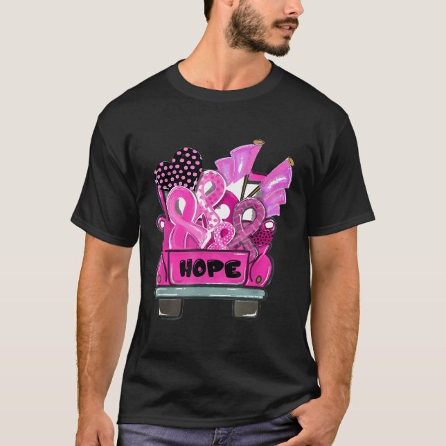 Hope Ribbon Truck Breast Cancer Awareness GIfts T- T-Shirt (Vorderseite)