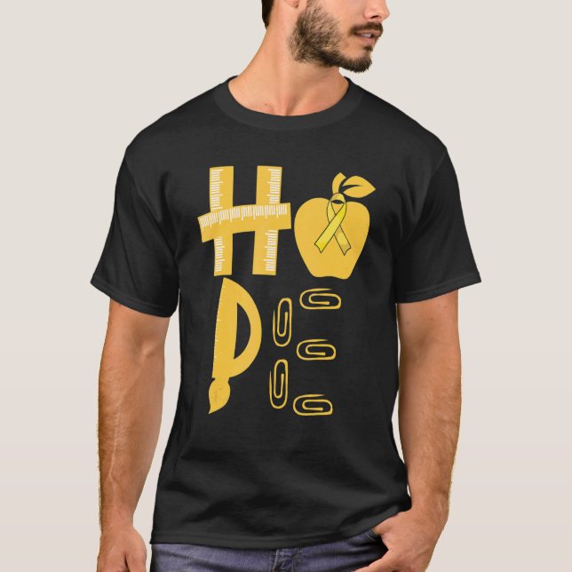 Hope Spina Bifida Awareness Yellow Ribbon Teacher T-Shirt (Vorderseite)