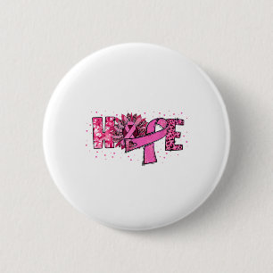 Hope Sunflower Leopard Pink Ribbon Brustkrebs A Button
