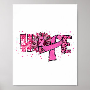 Hope Sunflower Leopard Pink Ribbon Brustkrebs A Poster