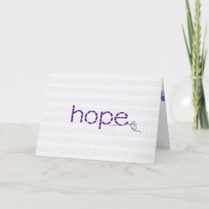 Hope text in lila heft on lace eyelet karte