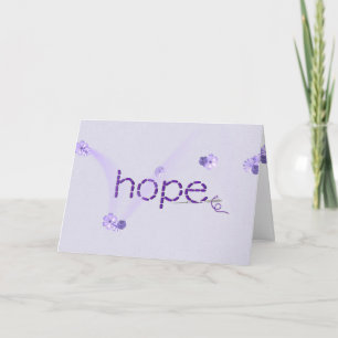 Hope text in lila stitching with Blume Karte