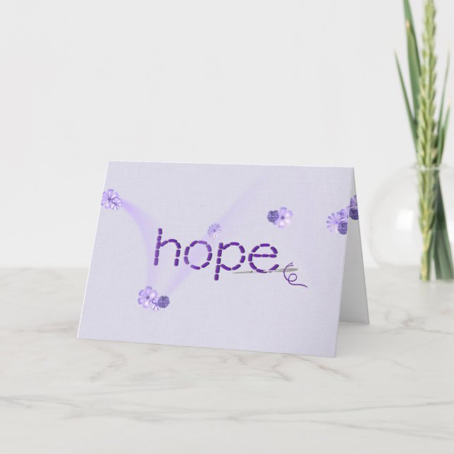 Hope text in lila stitching with Blume Karte (Vorderseite)
