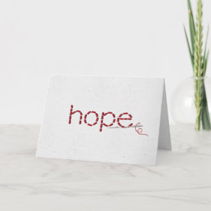 Hope text in red stitches karte