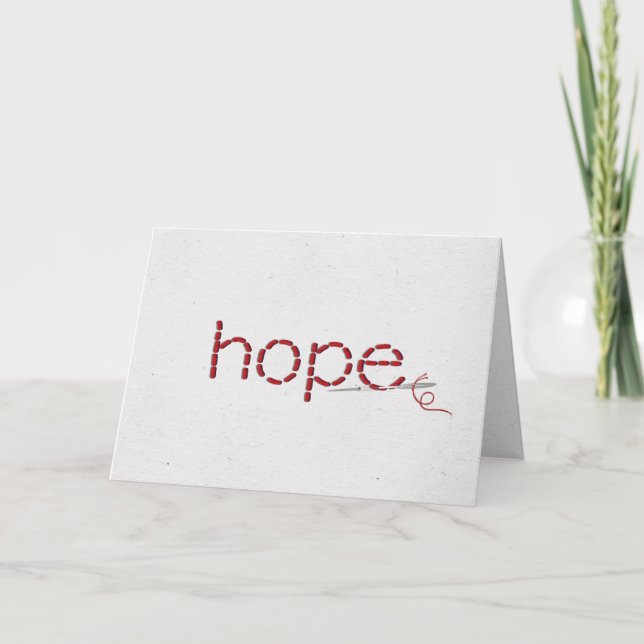 Hope text in red stitches karte (Vorderseite)