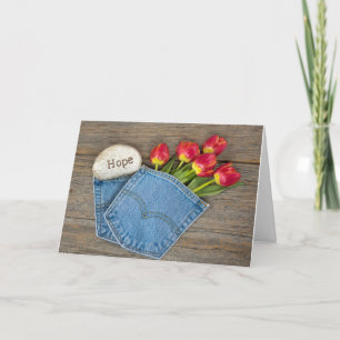 Hope Tulpen in Blue-Jean-Tasche Karte
