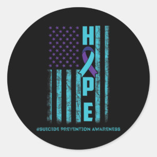 Hope Usa Flag Suicide Awareness Shirt Ribbon Menta Runder Aufkleber