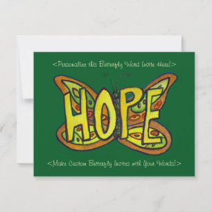 Hope Word Art Butterfly Wings Custom Einladungen