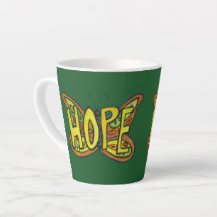 Hope Word Art Green Butterfly Wing Coffee Cup Milchtasse