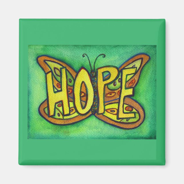 Hope Word Art Green Butterfly Wing Kühlschrankmagn Magnet (Vorne)