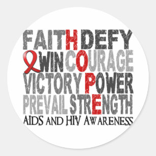 Hope Word Collage AIDS Runder Aufkleber