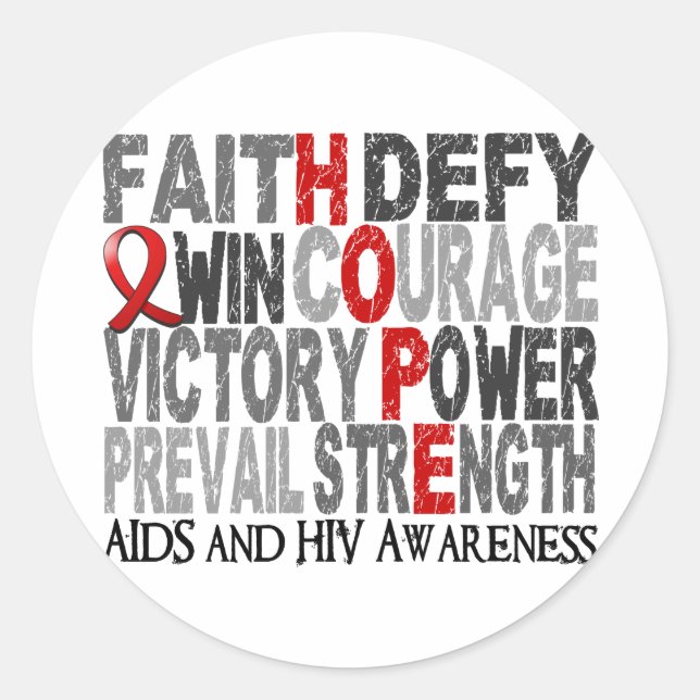 Hope Word Collage AIDS Runder Aufkleber (Vorderseite)