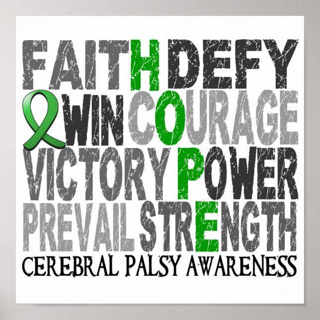 Hope Word Collage Cerebral Palsy Poster (Vorne)