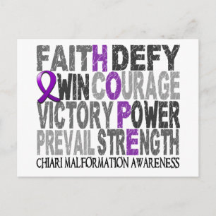Hope Word Collage Chiari Malformation Postkarte