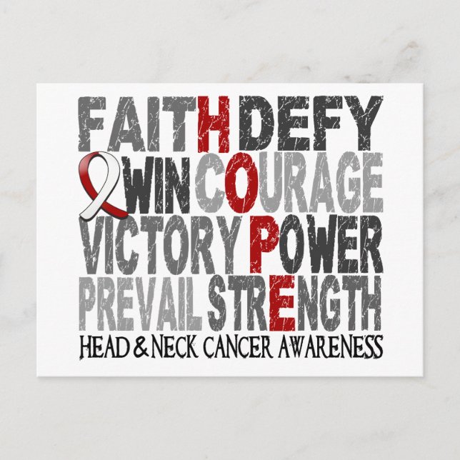 Hope Word Collage Head Neck Cancer Postkarte (Vorderseite)